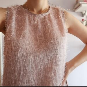 Zara Blush Pink Fuzzy Sleeveless Top